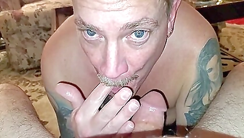 Married young rolls his cum